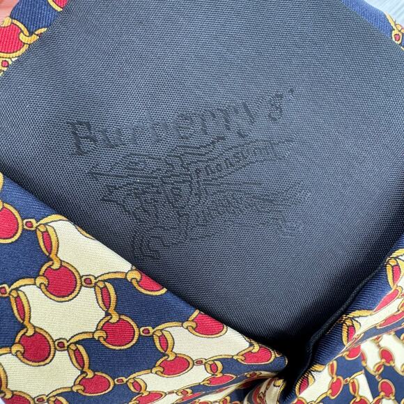 Burberrys 100% silk necktie chain link equestrian blue gold red vintage - Picture 4 of 5
